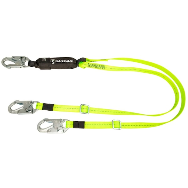 Safewaze PRO 4'-6' Adjustable Energy Absorbing Lanyard: Dual Leg, Snap Hooks FS561-AJ - main